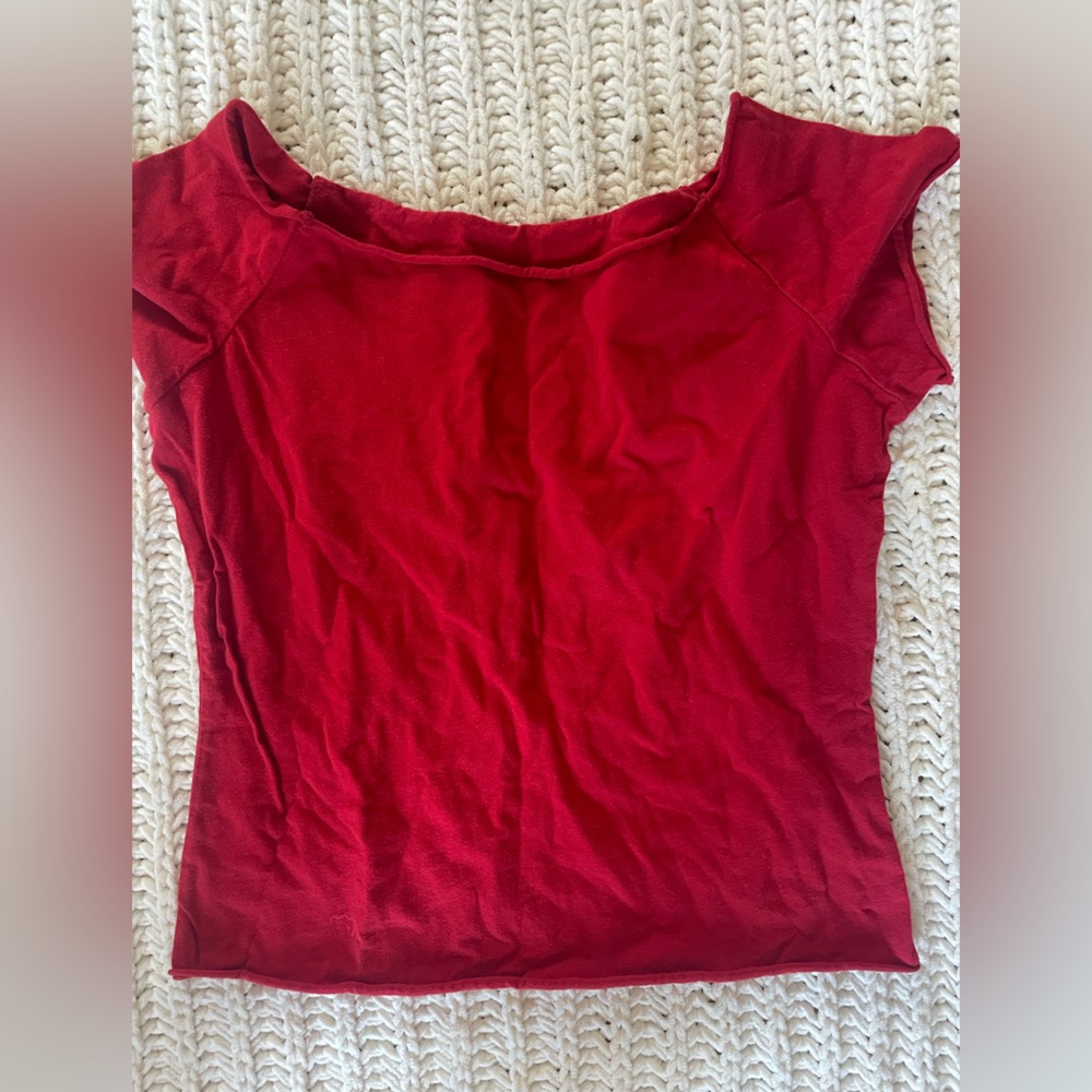 Red off the shoulder brandy top